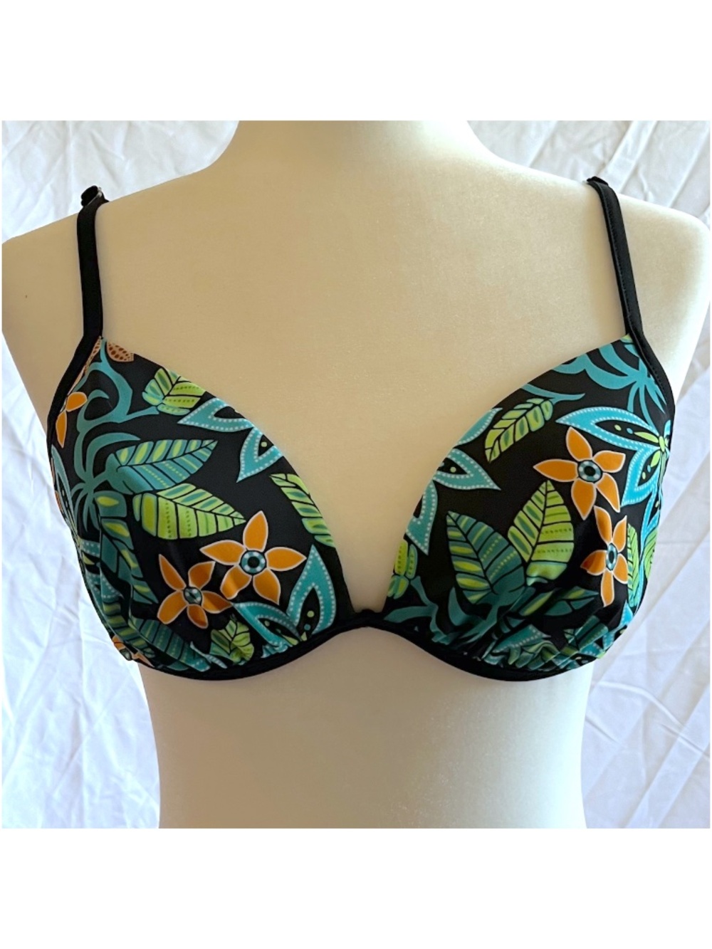 Black Blue Green and Orange Swim Bikini Top